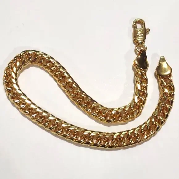 18k Gold Plated Bracelet Double Chain Christmas Birthday Anniversary Gift New!!